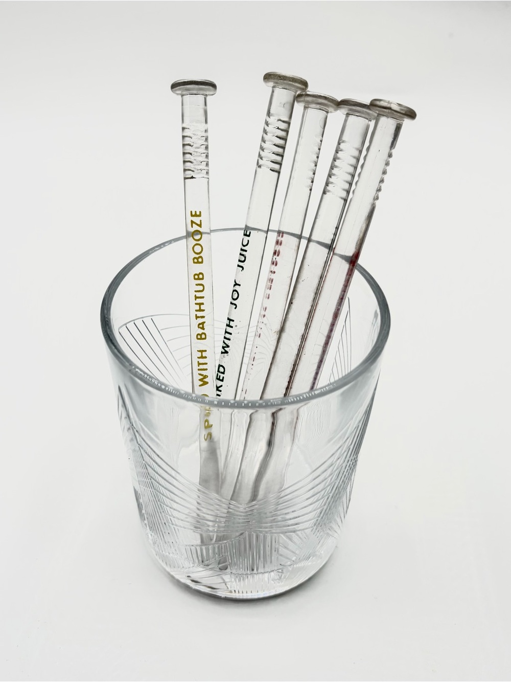 1960s Lucite Cocktail Stirrers - Nail Shaped “Spiked With”